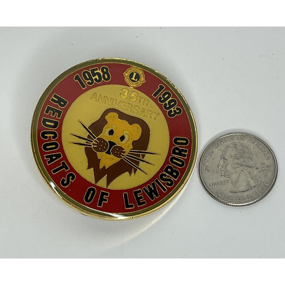 Vintage Lions Club Lapel Pin 1958 1993 Redcoats of Lewisboro 35th Anniversary